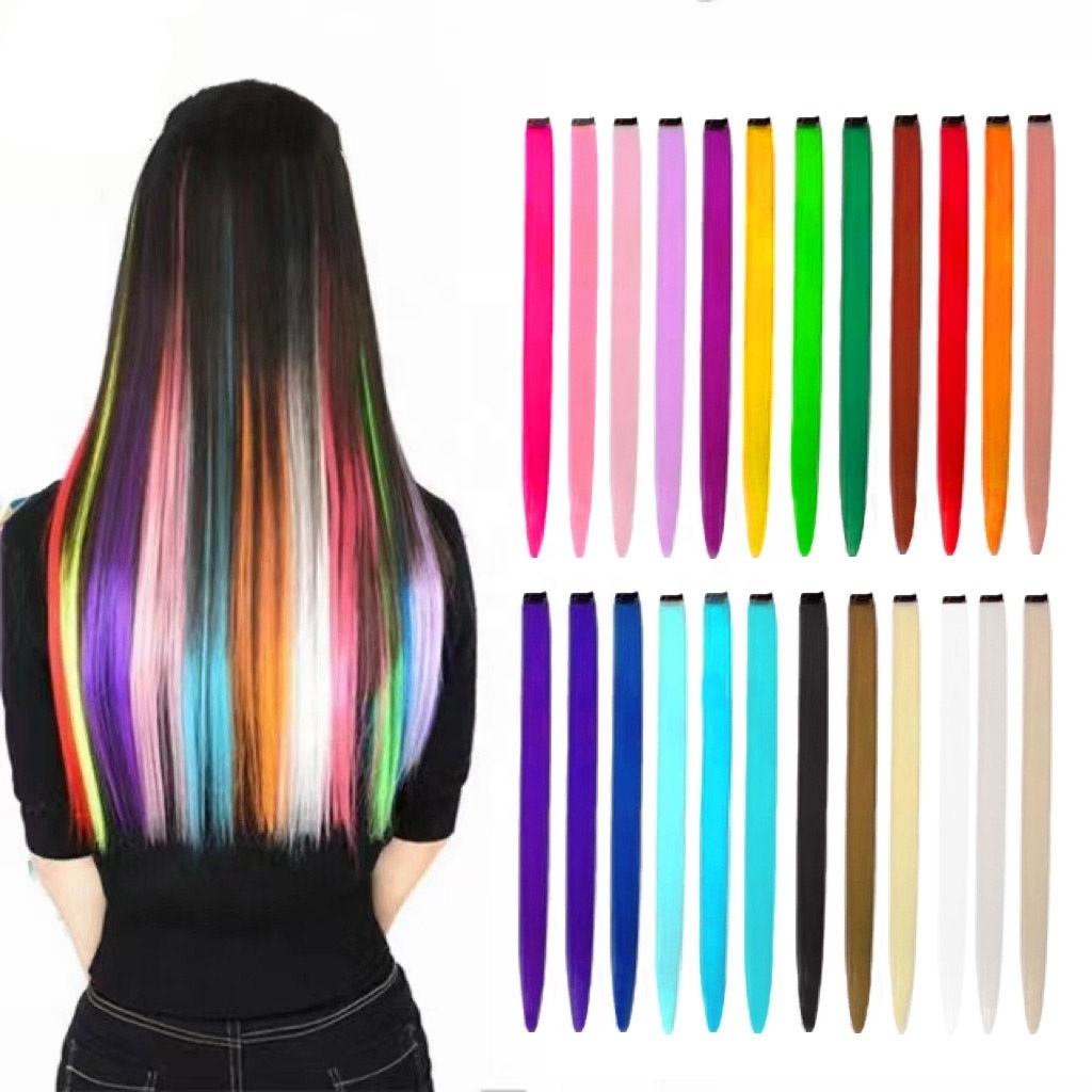 Wholesale high temperature fiber hair wigs for women colorful hair extensions wigs with clip straight wig pieces synthetic hair