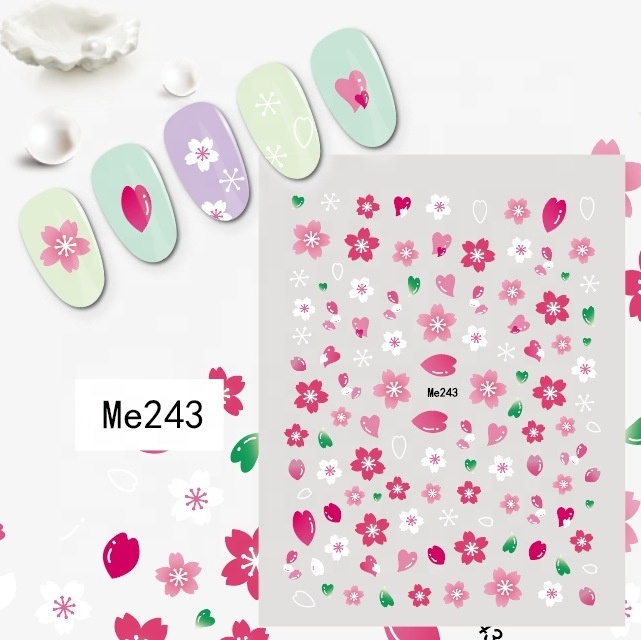 2023 new cherry blossom nail stickers for nail art decoration adhesive diy spring flower nail decals