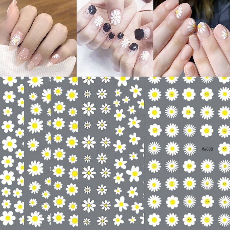 2022 new summer flower nail sticker for nail art design adhesive diy daisy nail decals