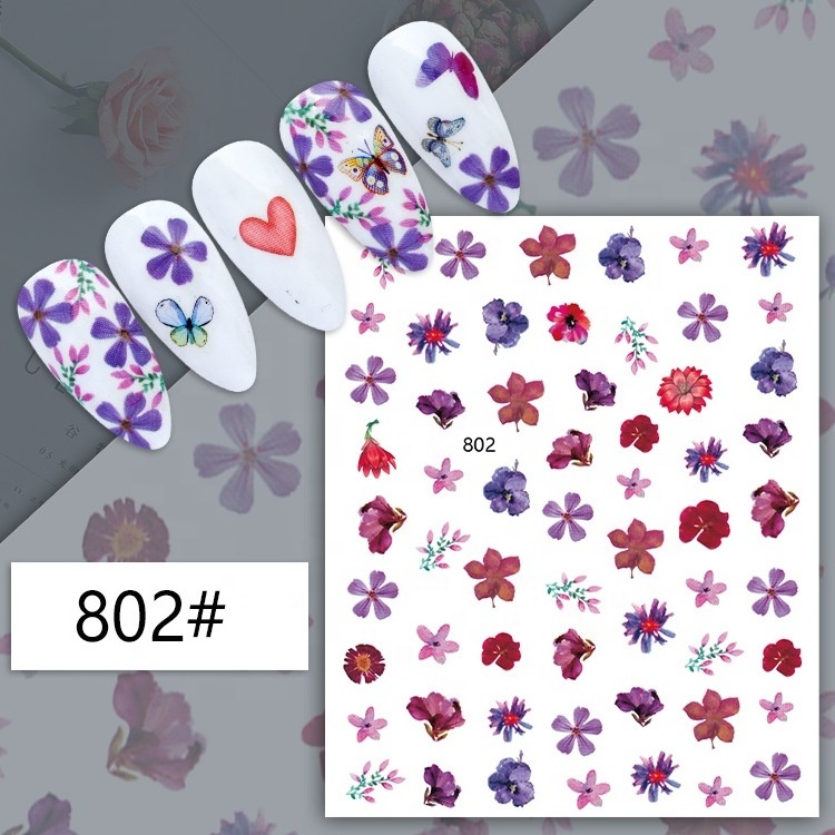 2022 new flower butterfly nail sticker for nail art decoration adhesive diy nail decals