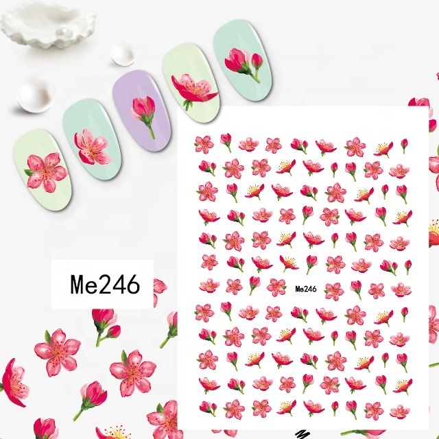 2023 new cherry blossom nail stickers for nail art decoration adhesive diy spring flower nail decals