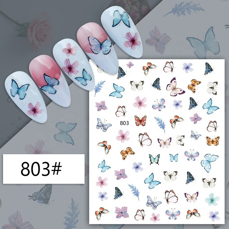 2022 new flower butterfly nail sticker for nail art decoration adhesive diy nail decals