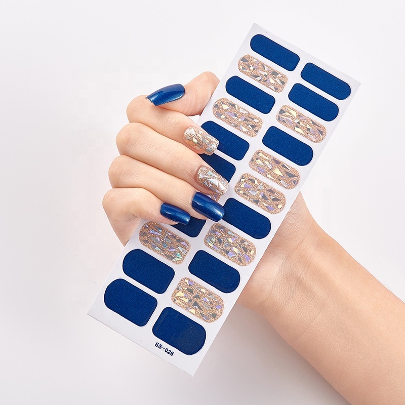 Wholesale beauty full cover nail wraps nail stickers adhesive gel nail polish strip