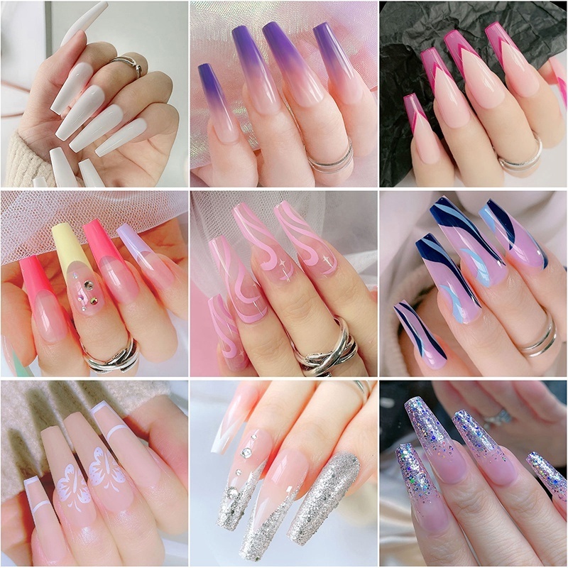 Wholesale 24 pcs/box finished ballerina fakenail tips beauty fashion false nail art stickers