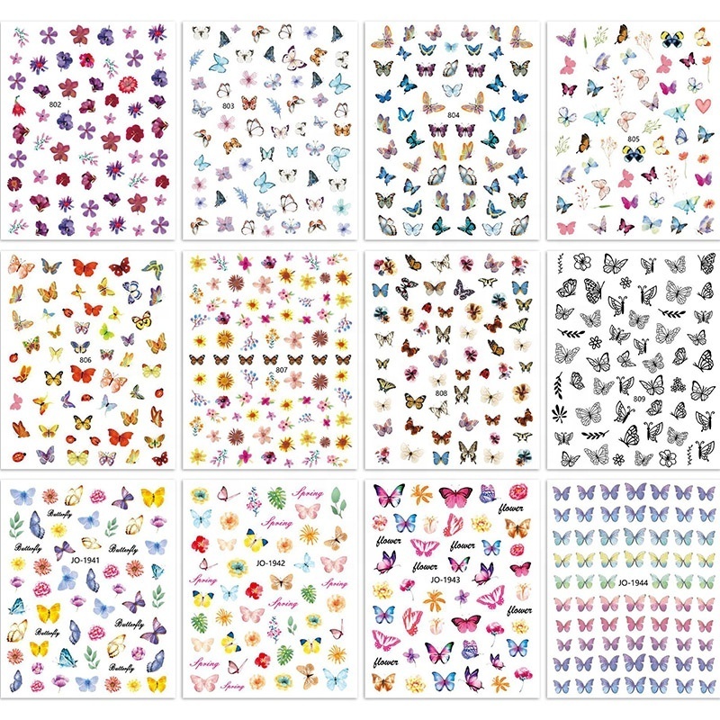 2022 new flower butterfly nail sticker for nail art decoration adhesive diy nail decals