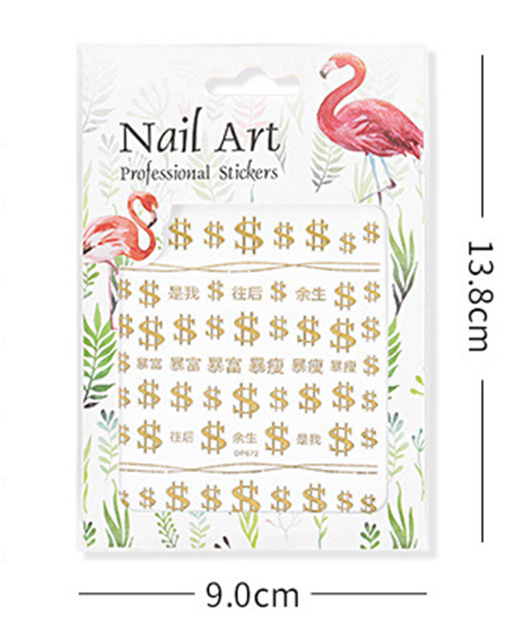 New fashion gold 3D nail sticker for nail art decoration star moon self adhesive diy nail decals