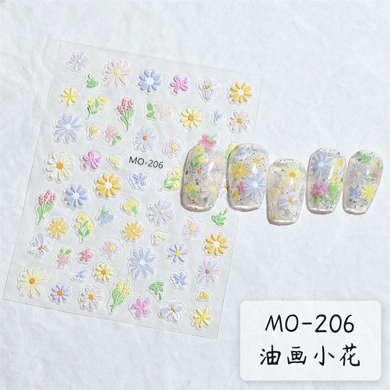 Wholesale 3D spring flower nail art stickers adhesive diy daisy nail decals decoration manicure stickers