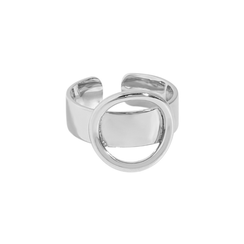 Personality S925 Sterling Silver Geometric Circle Band Ring  Open Rings For Women Stackable Adjustable Ring Gift