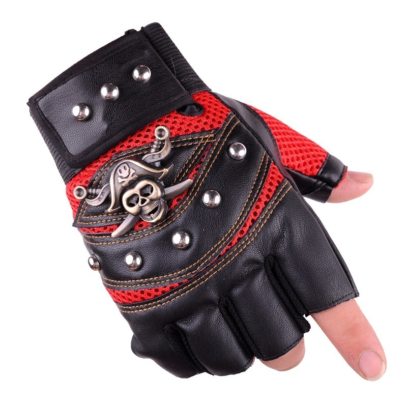 New Design autumn personality rivet half finger sports gloves leather winter bicycle bike cycling gloves