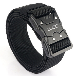 Wholesale  Outdoor Classic Men Fabric Woven Tactical Belt Quick Release buckle Elastic Stretch Tactic Belt