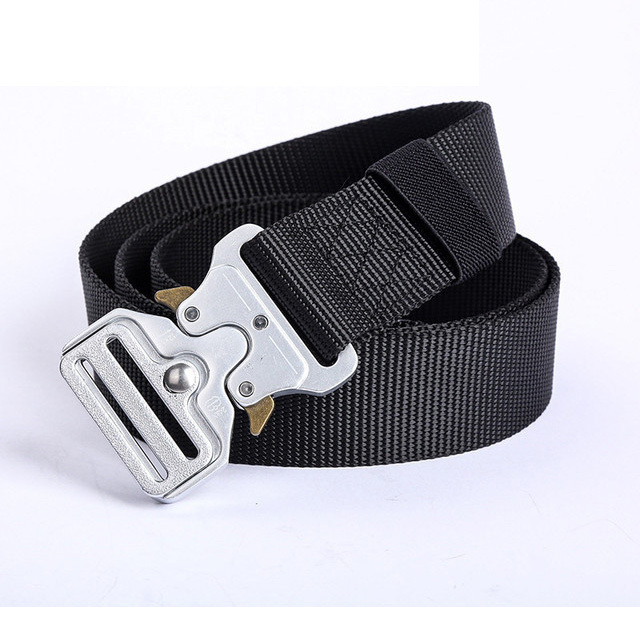 Wholesale Silver Alloy Buckle Heavy Duty Belt Black 1.5'' wide Tactical Belt for men