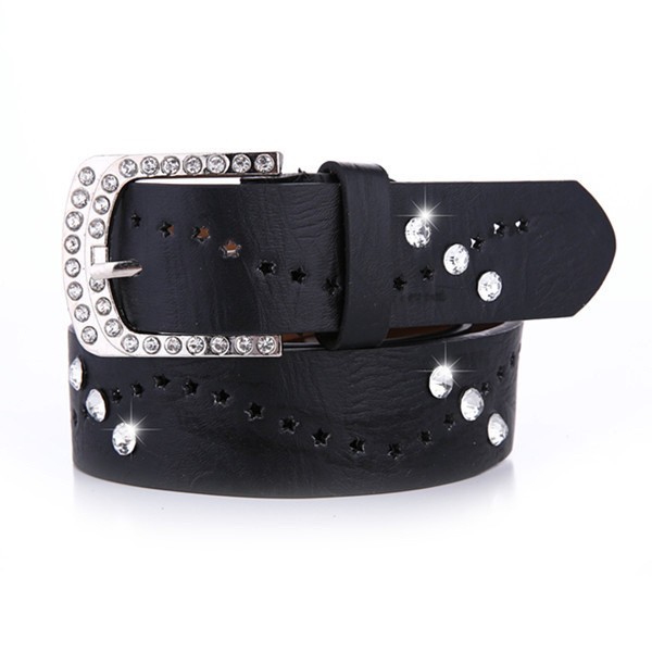 Fast Delivery Luxury BB Crystal Women Mens Belt Unisex Diamond Studded Rhinestone Belts Western PU leather Belt