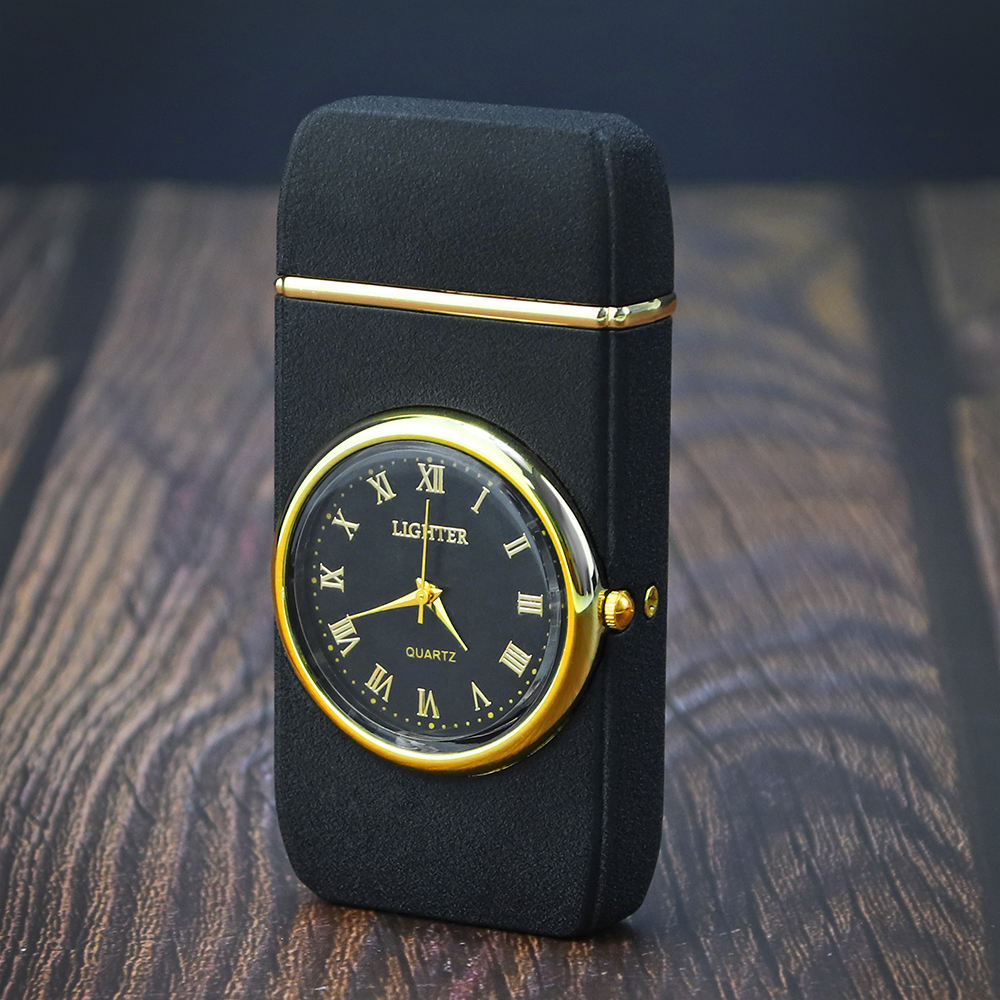 Fashion Watch Lighters Cigarette Custom Wholesale Windproof Clock Men Metal Cigar Lighter With Watch