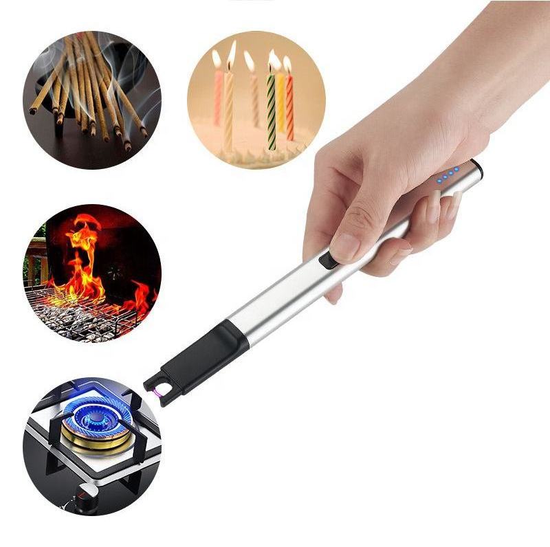 Electric Arc Lighter USB Rechargeable with Safety Systems  Power Indicator Flameless Windproof Plasma Lighters for Candle