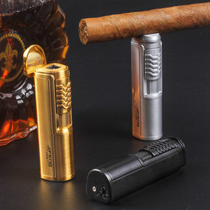 Promotion Gift Cigar Holder Lighter Stable Quality Custom Metal Electronic Gas Lighter Single Torch Cigar Lighter