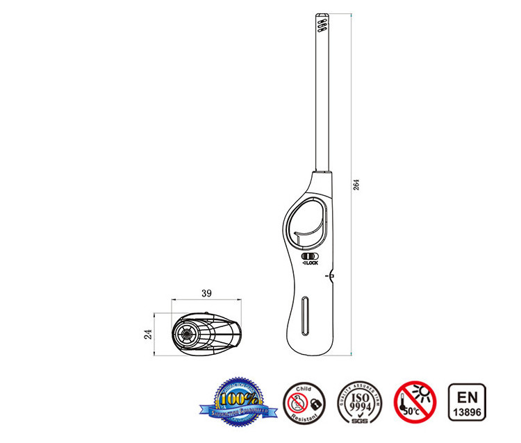 Factory Candle Torch Lighter Plastic Gun Lighter With Adjustable Flame BBQ refillable electric gas Lighter