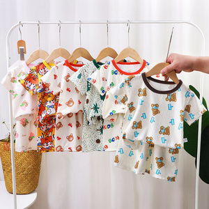 Children's summer T-shirt set boys kids short sleeve shorts clothes pajamas clothing set cartoon cute pajamas wholesale