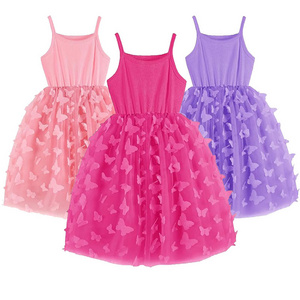 Baby Girls Tutu Dress Sleeveless Infant Tulle Princess Party Dress Toddler girl Butterfly Solid Strappy dress