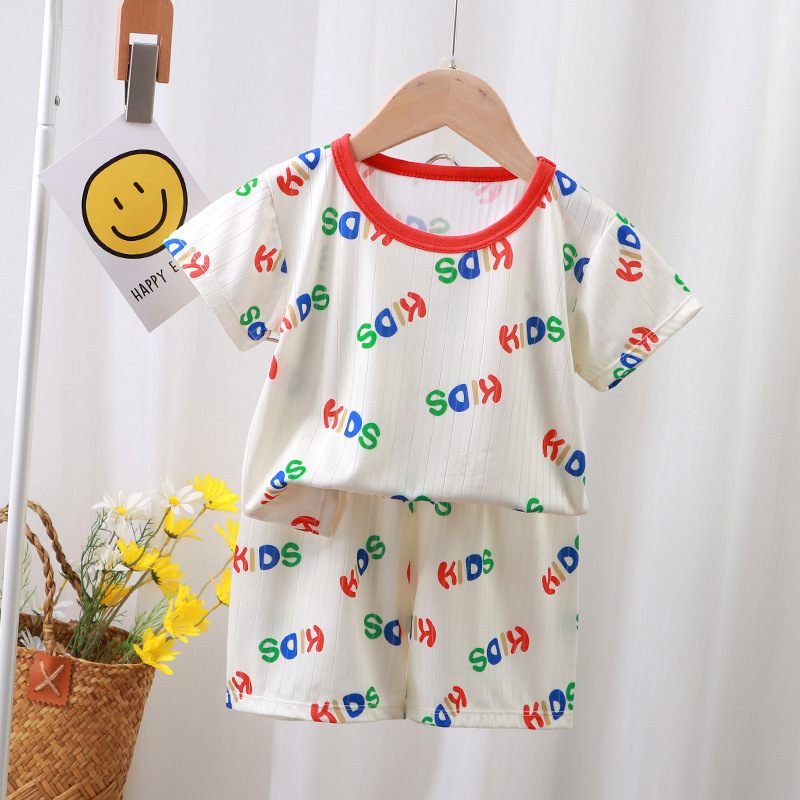 Children's summer T-shirt set boys kids short sleeve shorts clothes pajamas clothing set cartoon cute pajamas wholesale