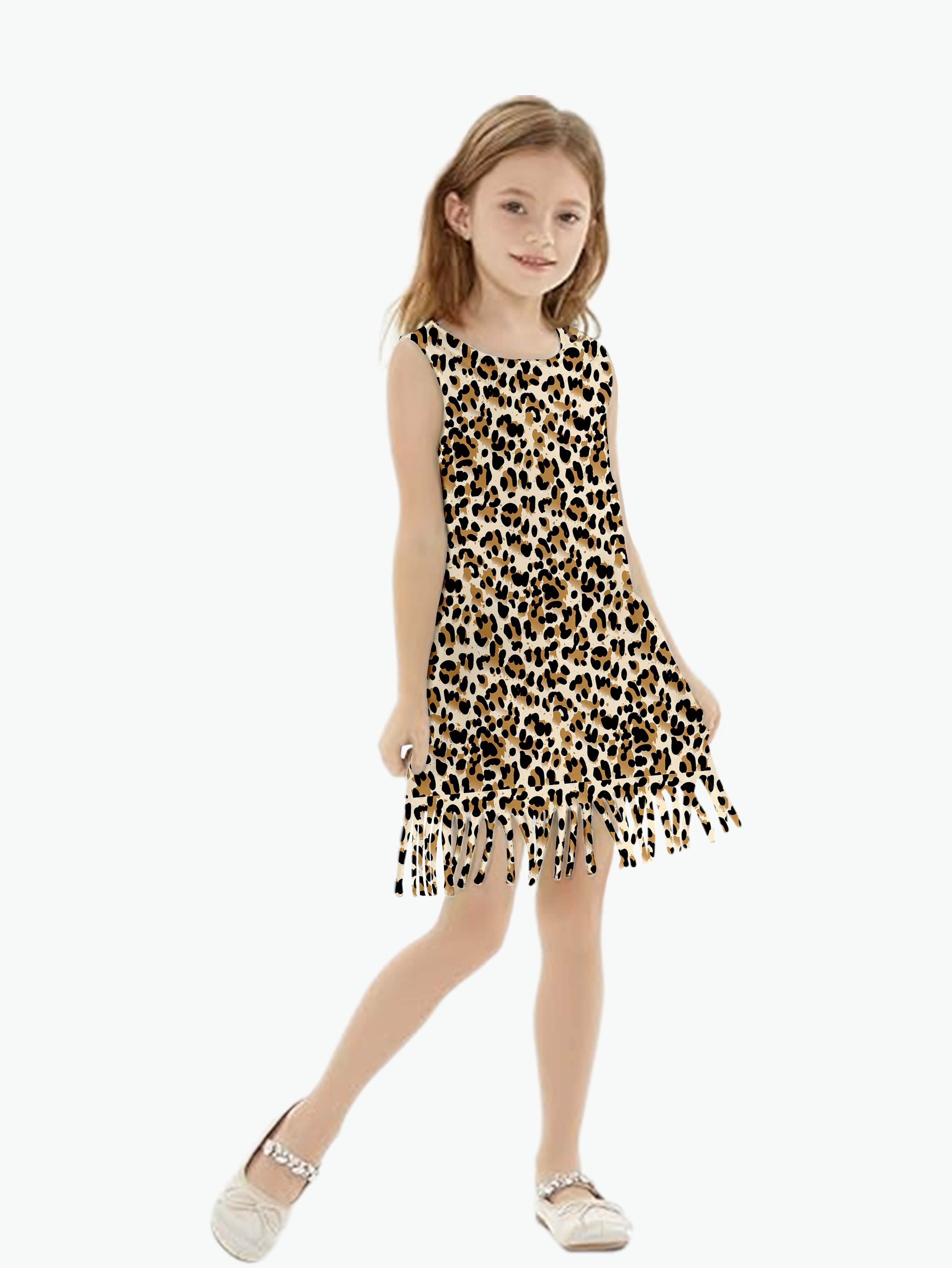 Summer girl Sundress Floral sleeveless for little girls Toddler Leopard tassels Dress custom prints