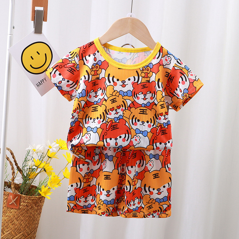 Children's summer T-shirt set boys kids short sleeve shorts clothes pajamas clothing set cartoon cute pajamas wholesale