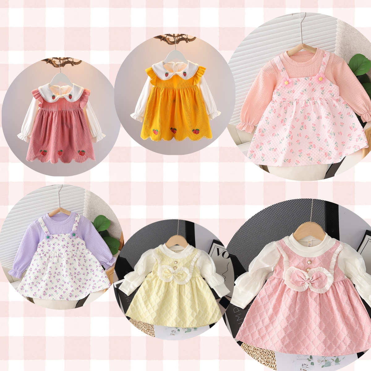 Baby girl autumn dress wholesale cotton long sleeve cute sweet princess dress party beautiful wonderful dress for 1-3Y girls