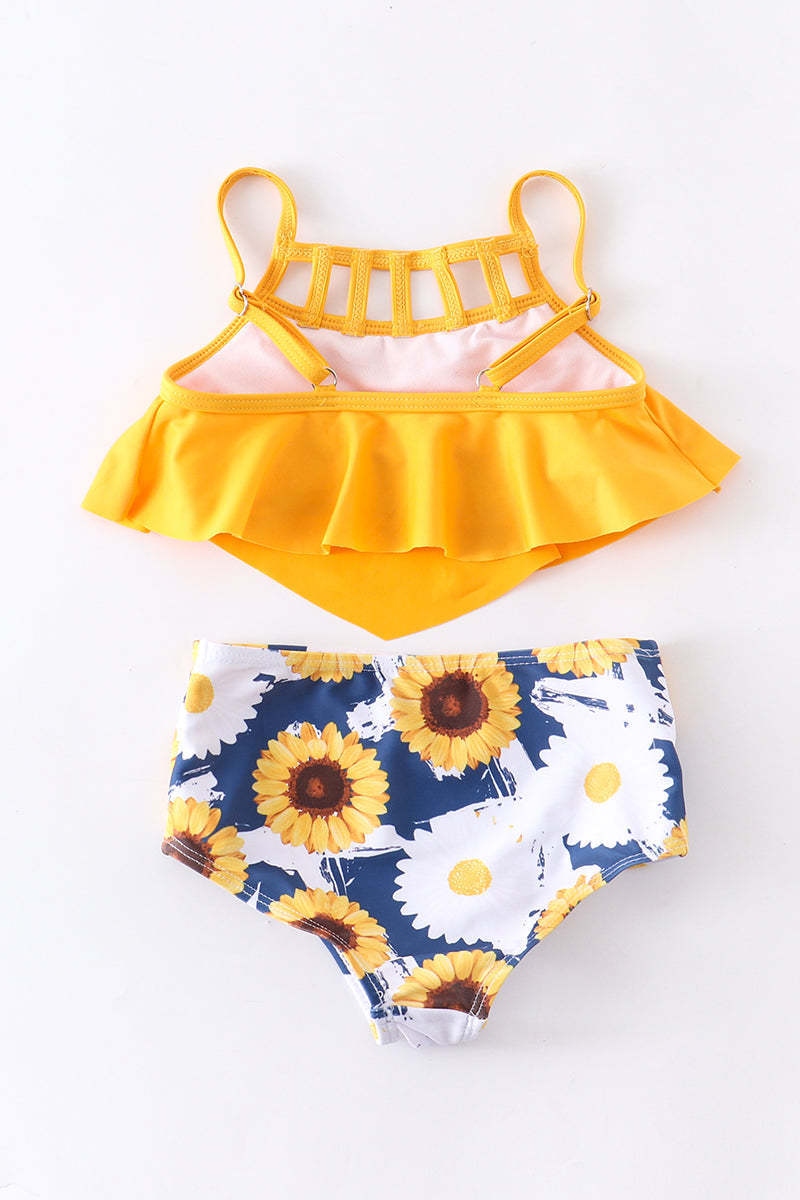 YiYuan New Arrival Hot sale ODM OEM Custom Sunflower 2 Pcs Swim Suit Mommy & Me Wholesale bathing suits