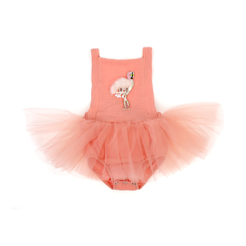 Yiwu Yiyuan Garment sleeveless halter newborn baby summer romper customized baby girl tutu backless bubble romper for 0-24 month