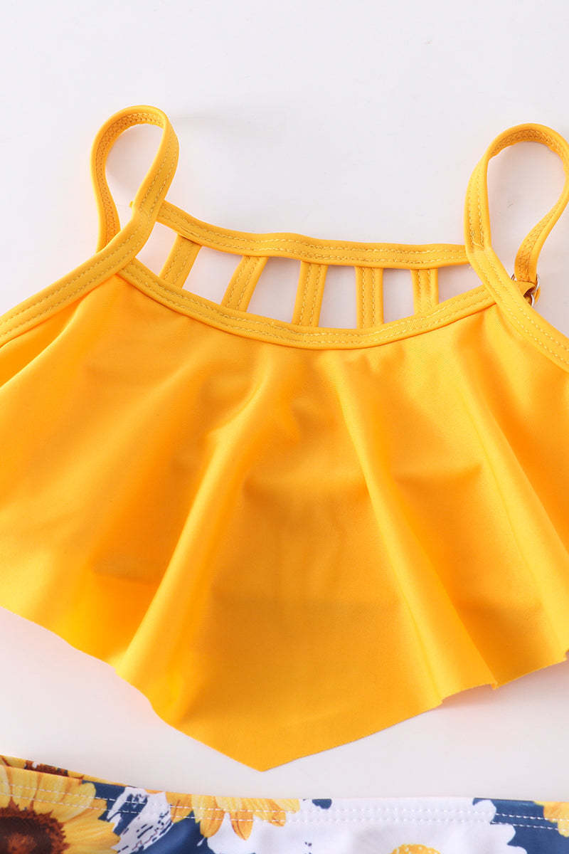 YiYuan New Arrival Hot sale ODM OEM Custom Sunflower 2 Pcs Swim Suit Mommy & Me Wholesale bathing suits