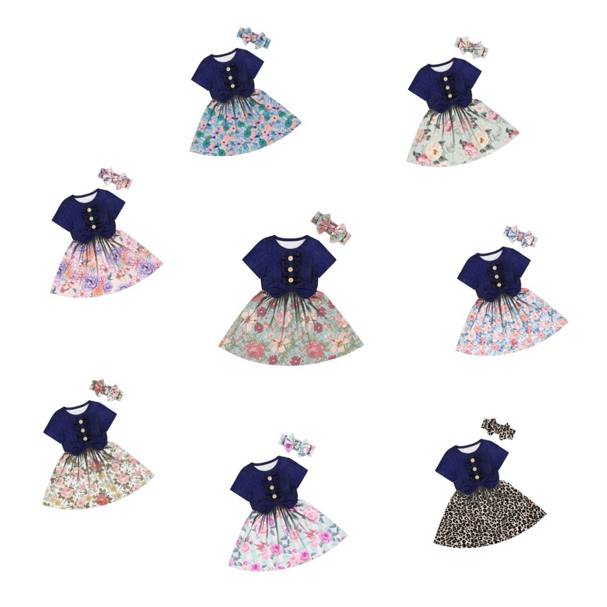 Yiwu Yiyuan Garment kids girls dress istanbul turkey denim dress for girls decoration buttons toddler summer party dresses