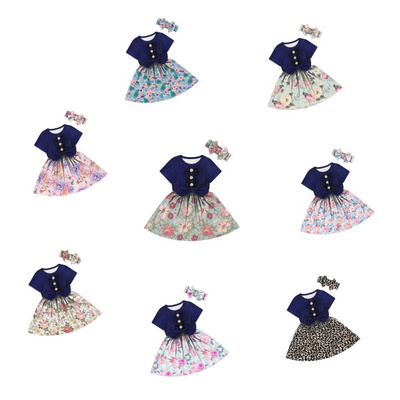 Yiwu Yiyuan Garment kids girls dress istanbul turkey denim dress for girls decoration buttons toddler summer party dresses