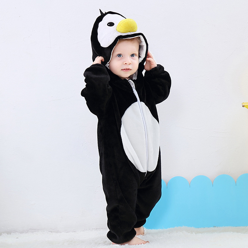 Children animal onesie lion Penguin fox groundhog Baby soft flannel romper jumpsuit