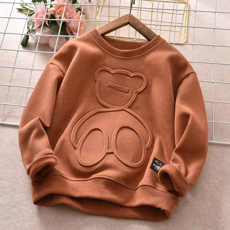 Fashion Children big girls teddy bear sweatshirt solid kids corded sweatshirts for boys autumn fall winter student clothes