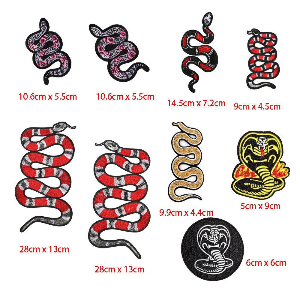 good quality big size iron on embroidery snake patches for jacket coat