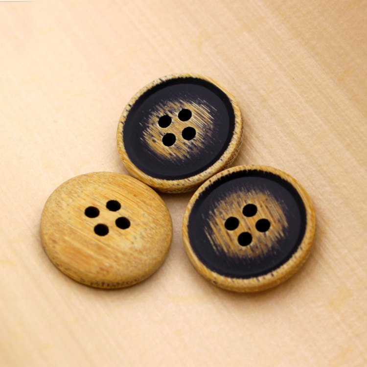 new design custom made four hole round dyeing colored natural bamboo sewing buttons for shirt suit blazer