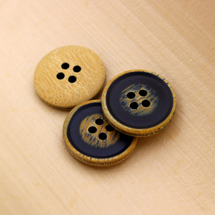 new design custom made four hole round dyeing colored natural bamboo sewing buttons for shirt suit blazer