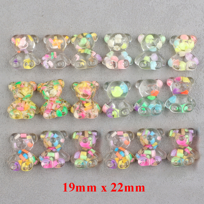 wholesale price new mold cabochon jelly colored flatback resin bear charm for keychain