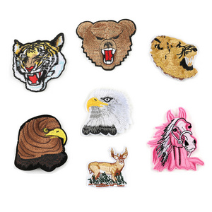 yiwu wintop horse tiger bear eagle design iron on embroidery animal patches for men jacket coat