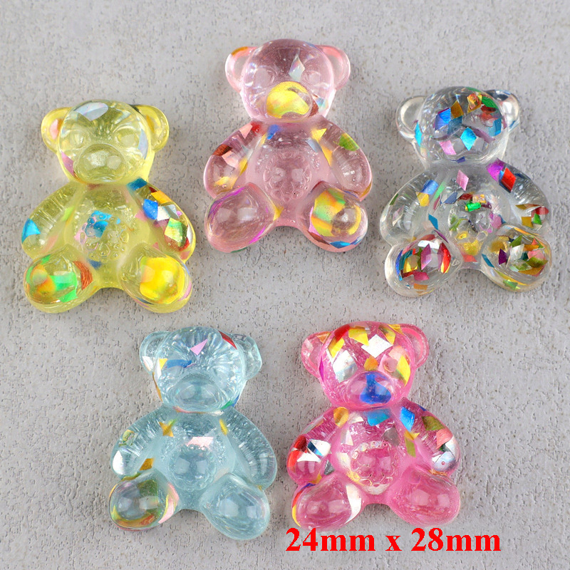 wholesale price new mold cabochon jelly colored flatback resin bear charm for keychain