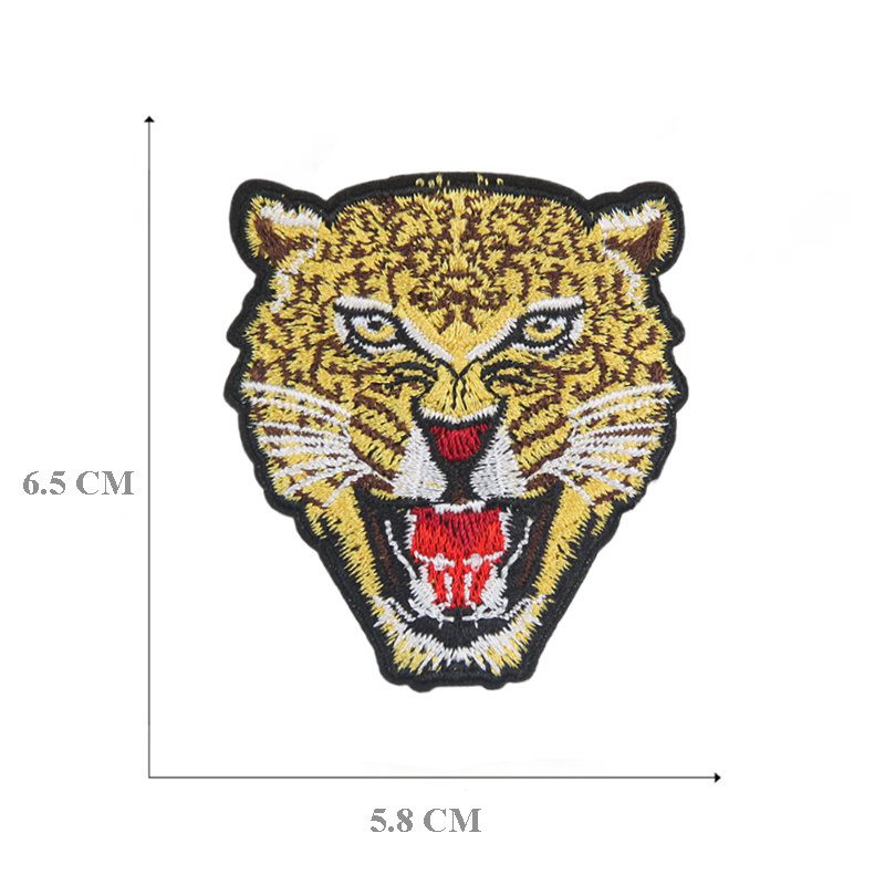 classic style iron on embroidery tiger design jacket patches for kids