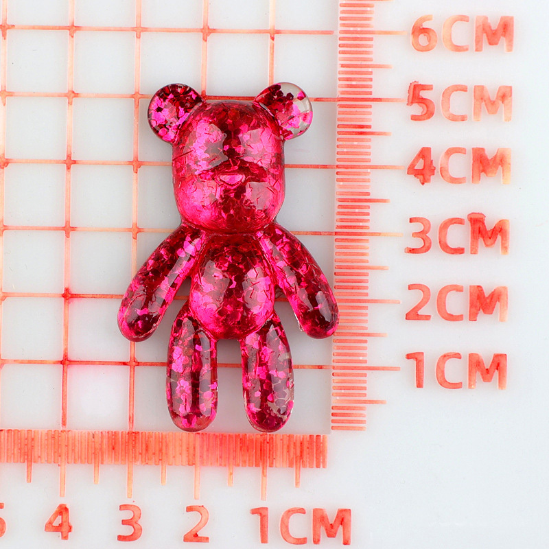 wholesale price big candy glitter bear flatback resin cabochon charms for keychain jewelry mkaing