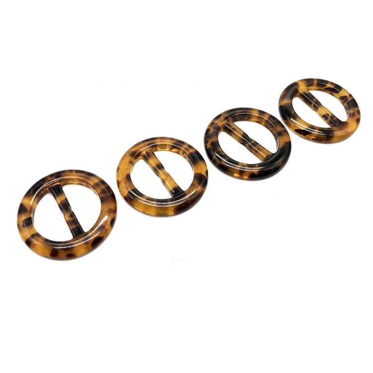 wholesale polished resin material round tortoise shell buckle for belt