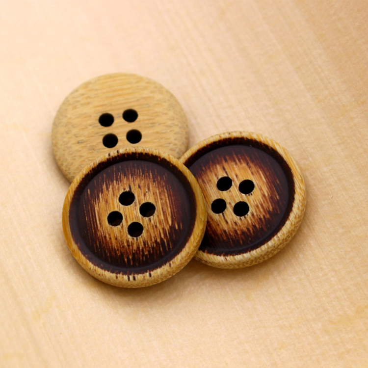 new design custom made four hole round dyeing colored natural bamboo sewing buttons for shirt suit blazer