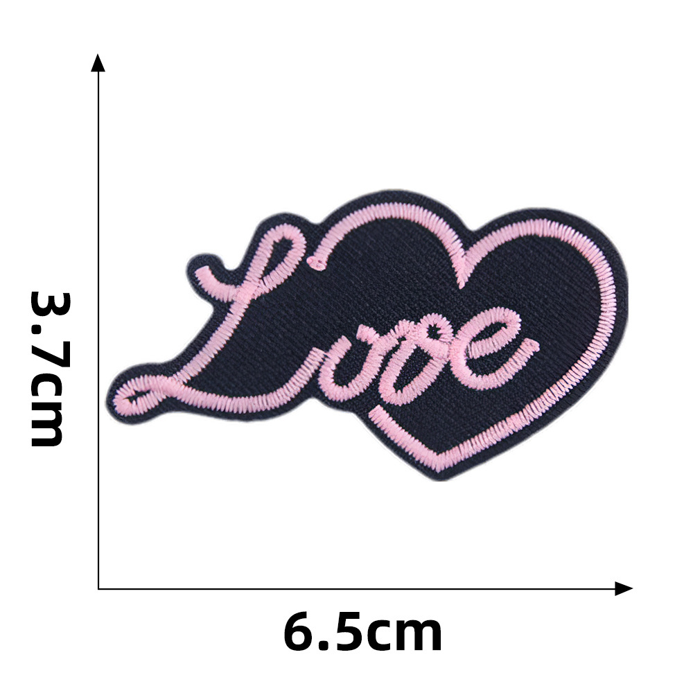 custom glow in dark heart shaped embroidered iron-on backing glue twill fabric patches for clothing