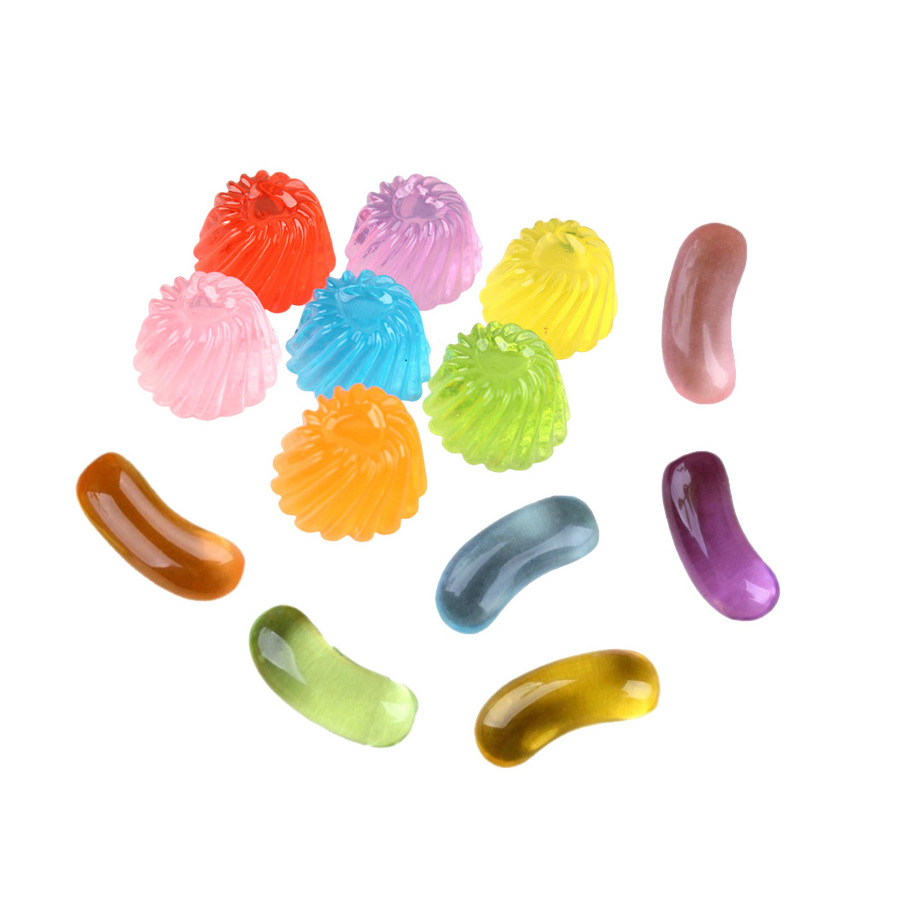 custom made bulk stock colored 3d miniature jelly drops candy resin slime charm