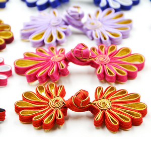 hot sale chrysanthemum flower design handmade fabric covered chinese knot buttons ladies cheongsam clothes button