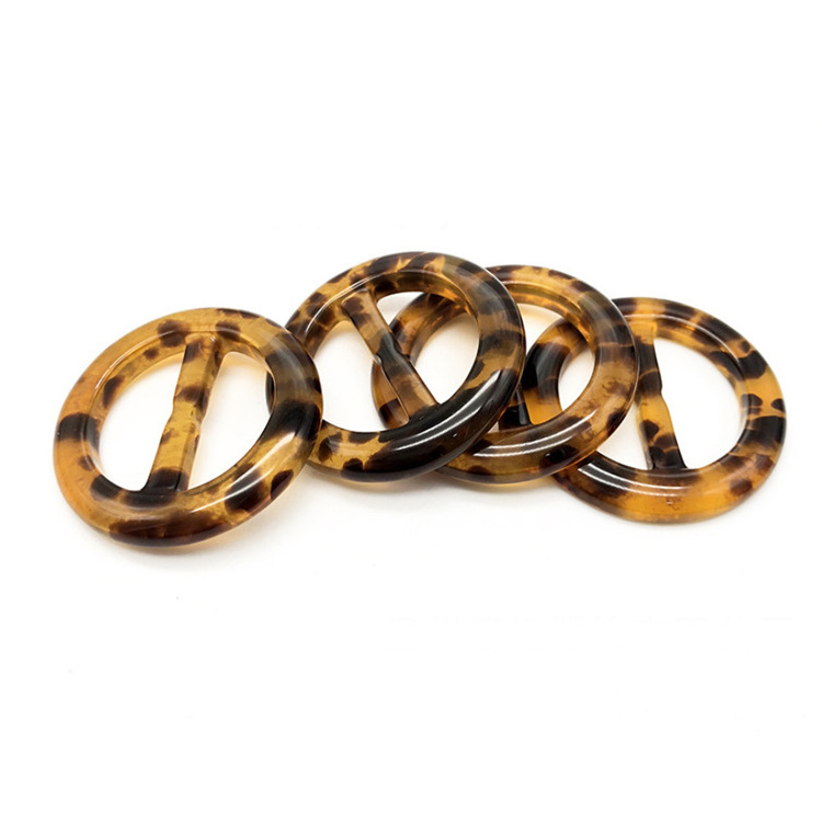 wholesale polished resin material round tortoise shell buckle for belt