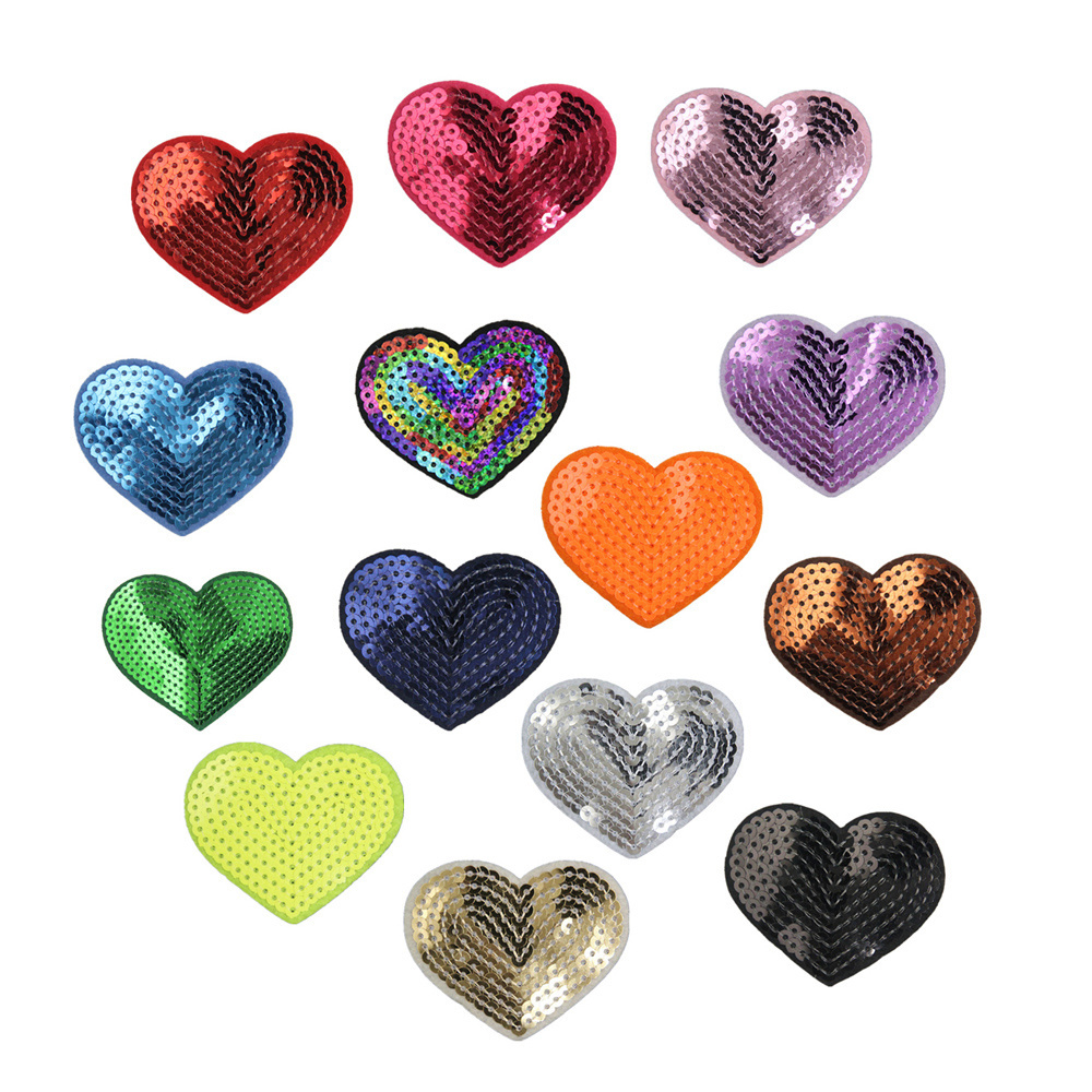 yiwu wintop hot sale 14 colors 2 sizes iron on sequin star heart patches