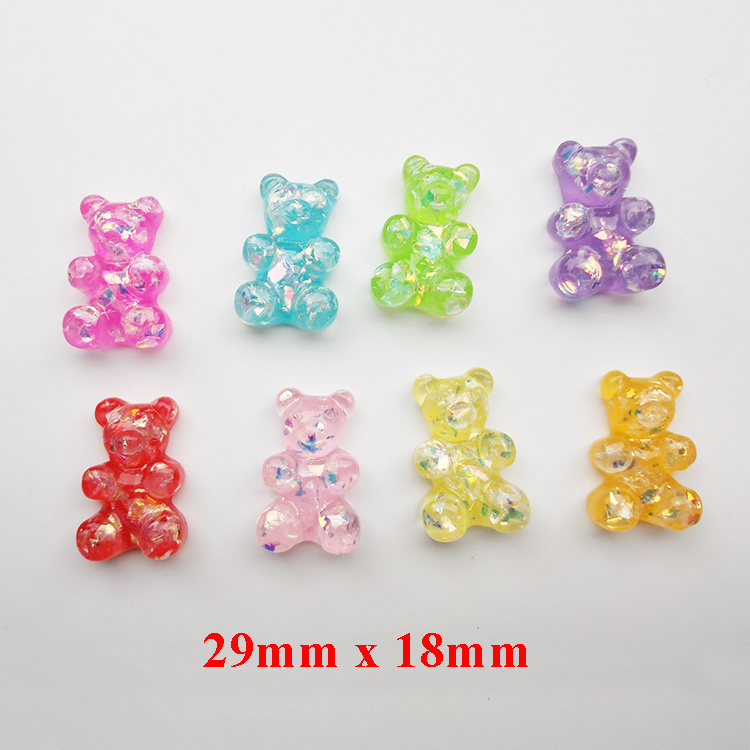 wholesale price new mold cabochon jelly colored flatback resin bear charm for keychain