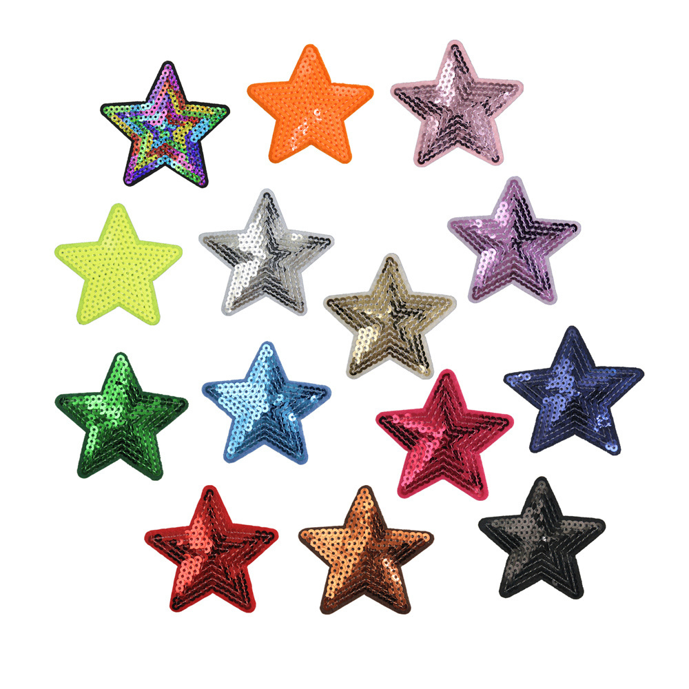 yiwu wintop hot sale 14 colors 2 sizes iron on sequin star heart patches